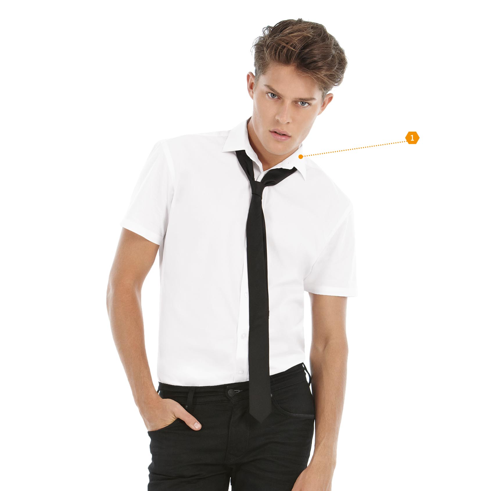 B&C BLACK TIE SSL /MEN vīriešku krekls ar īsām piedurknēm